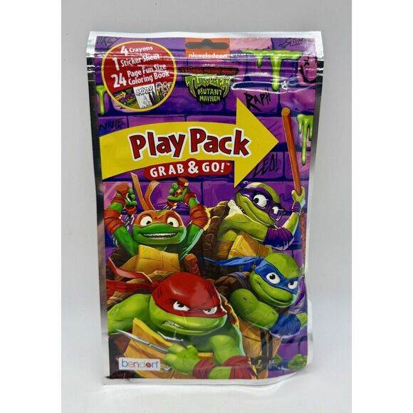 5 Ninja Turtles Grab & Go Play Packs Crayons Stickers Coloring Book Party Favor - Picture 2 of 3